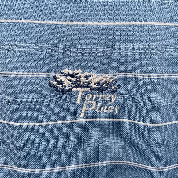 Torrey Pines La Jolla Golf Course Polo Shirt S Nike Dri Fit Carolina Blue Stripe - Picture 2 of 4